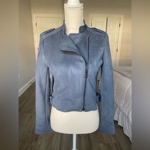 Banana Republic vegan leather blue moto jacket XS